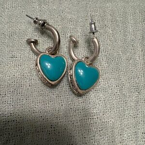 Silver and Turquoise Heart Earrings